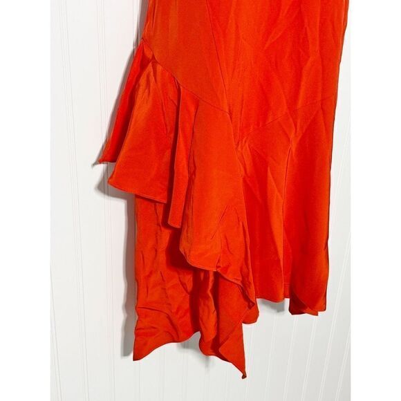 Derek Lam 10 Crosby Flamenco Asymmetrical V Neck Tank Dress Sleeveless Red 0 - Picture 3 of 16